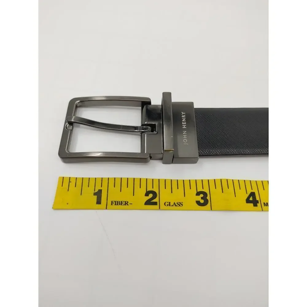 John Henry Reversible Belt Mens 34 Black-Brown Bonded-Leather Classic‎ Workwear